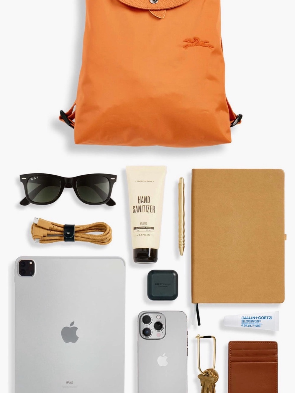 Longchamp Orange Le Pliage Recycled Canvas Backpack - Picture 4 of 12